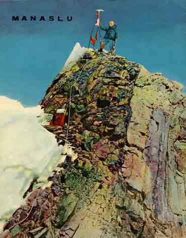 
Manaslu First Ascent - Japanese Colourized Image Of Gyaltsen On Manaslu Summit May 9, 1956
